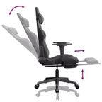 Silla gaming de masaje vidaXL con reposapiés, negra y gris, cuero sintético