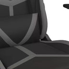 Silla gaming de masaje vidaXL con reposapiés, negra y gris, cuero sintético