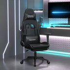 vidaXL Silla de Gaming de Masaje con Reposapiés, Negra, Cuero Sintético