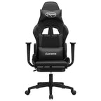 vidaXL Silla de Gaming de Masaje con Reposapiés, Negra, Cuero Sintético