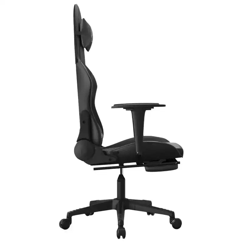 vidaXL Silla de Gaming de Masaje con Reposapiés, Negra, Cuero Sintético