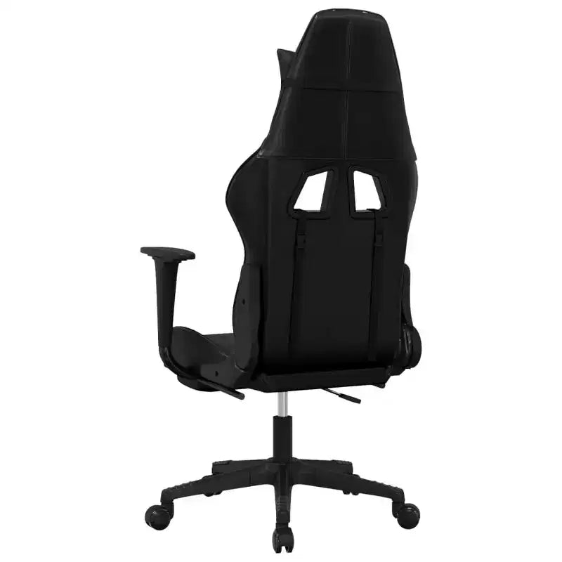 vidaXL Silla de Gaming de Masaje con Reposapiés, Negra, Cuero Sintético