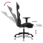 vidaXL Silla de Gaming de Masaje con Reposapiés, Negra, Cuero Sintético