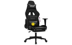 vidaXL Silla de Gaming de Masaje con Reposapiés, Negra, Cuero Sintético
