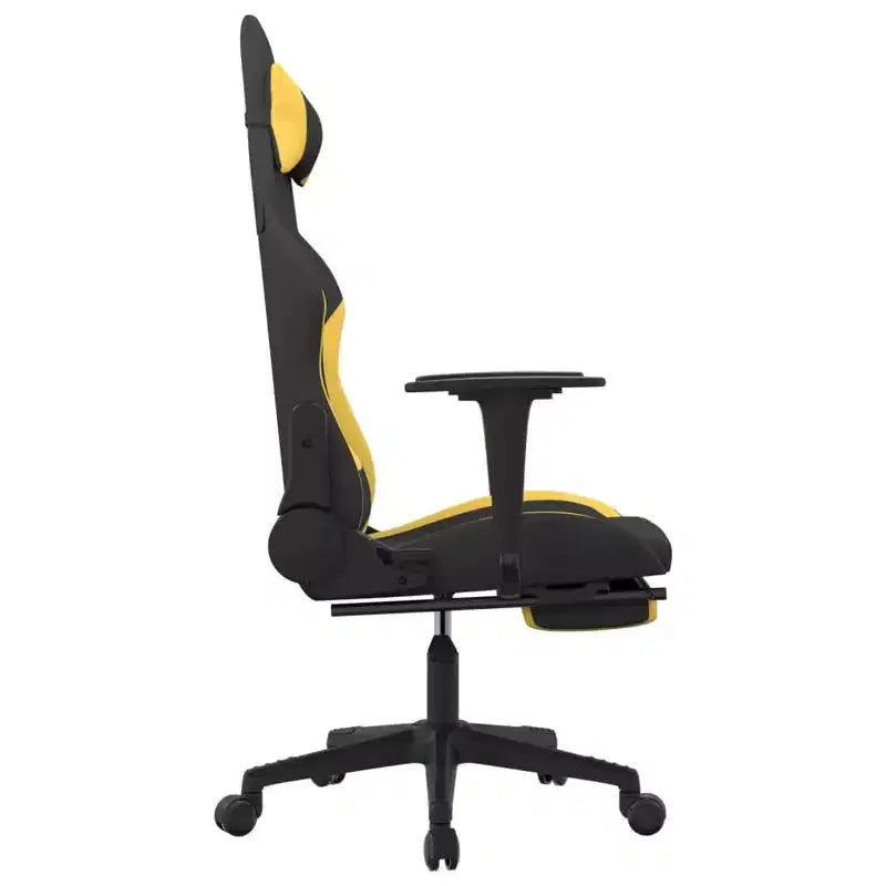 Silla de Masaje Gaming vidaXL con Reposapiés, Negra y Amarilla, de Tela