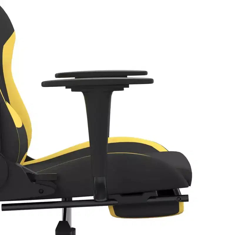 Silla de Masaje Gaming vidaXL con Reposapiés, Negra y Amarilla, de Tela