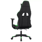 Silla gaming de masaje vidaXL con reposapiés, negra y verde, piel sintética
