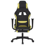 vidaXL Silla de Gaming de Masaje con Reposapiés, Negra y Verde Claro, Tela
