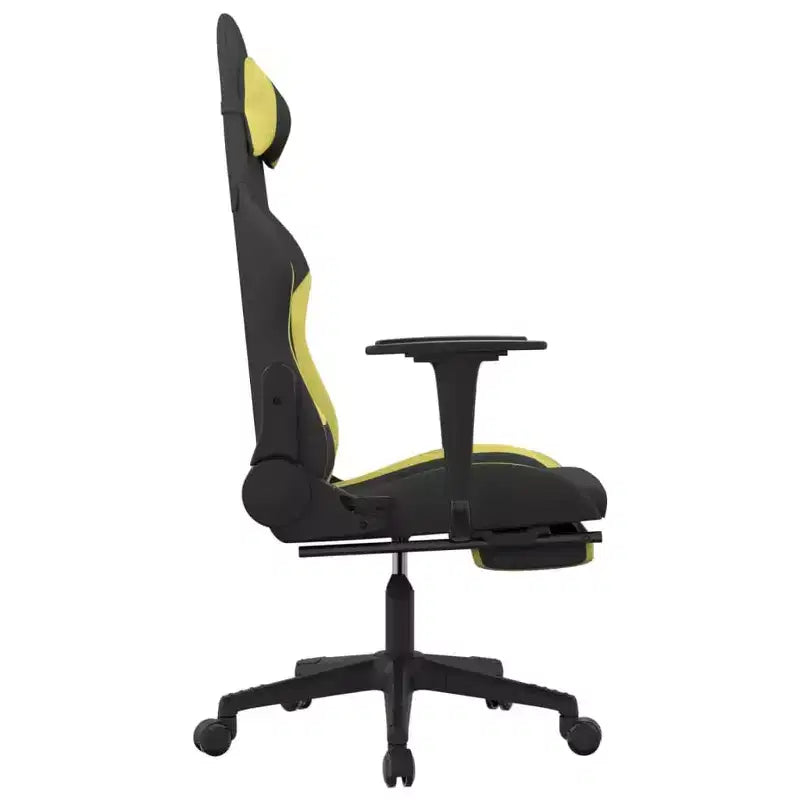 vidaXL Silla de Gaming de Masaje con Reposapiés, Negra y Verde Claro, Tela