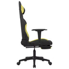vidaXL Silla de Gaming de Masaje con Reposapiés, Negra y Verde Claro, Tela