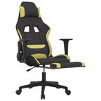 vidaXL Silla de Gaming de Masaje con Reposapiés, Negra y Verde Claro, Tela