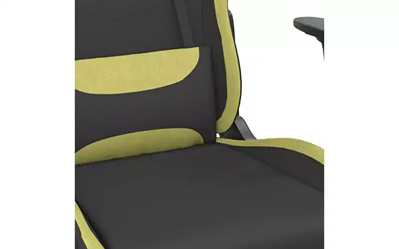 vidaXL Silla de Gaming de Masaje con Reposapiés, Negra y Verde Claro, Tela