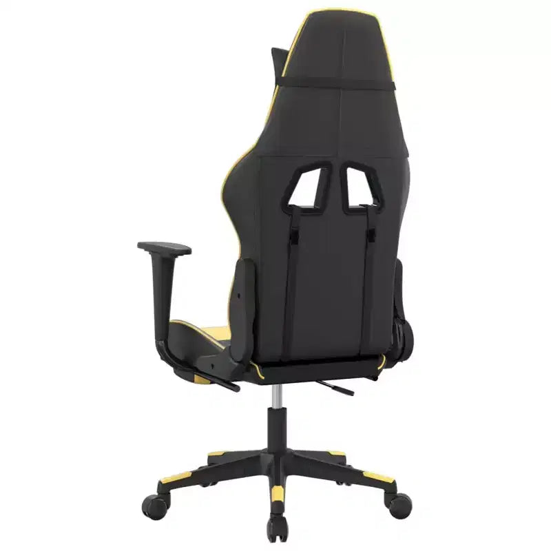 Silla de juegos con reposapiés vidaXL, negra y dorada, de cuero sintético