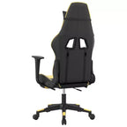 Silla de juegos con reposapiés vidaXL, negra y dorada, de cuero sintético