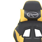 Silla de juegos con reposapiés vidaXL, negra y dorada, de cuero sintético