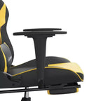 Silla de juegos con reposapiés vidaXL, negra y dorada, de cuero sintético