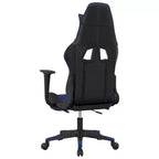 Silla de juegos con reposapiés vidaXL, negra y azul, cuero sintético