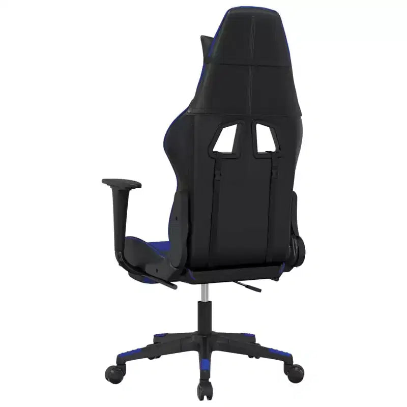 Silla de juegos con reposapiés vidaXL, negra y azul, cuero sintético