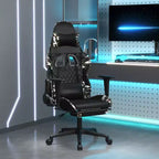 Silla de juegos vidaXL con reposapiés, negro y camuflaje, cuero sintético