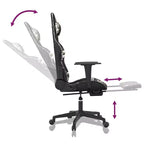 Silla de juegos vidaXL con reposapiés, negro y camuflaje, cuero sintético