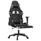 Silla de juegos vidaXL con reposapiés, negro y camuflaje, cuero sintético