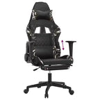 Silla de juegos vidaXL con reposapiés, negro y camuflaje, cuero sintético
