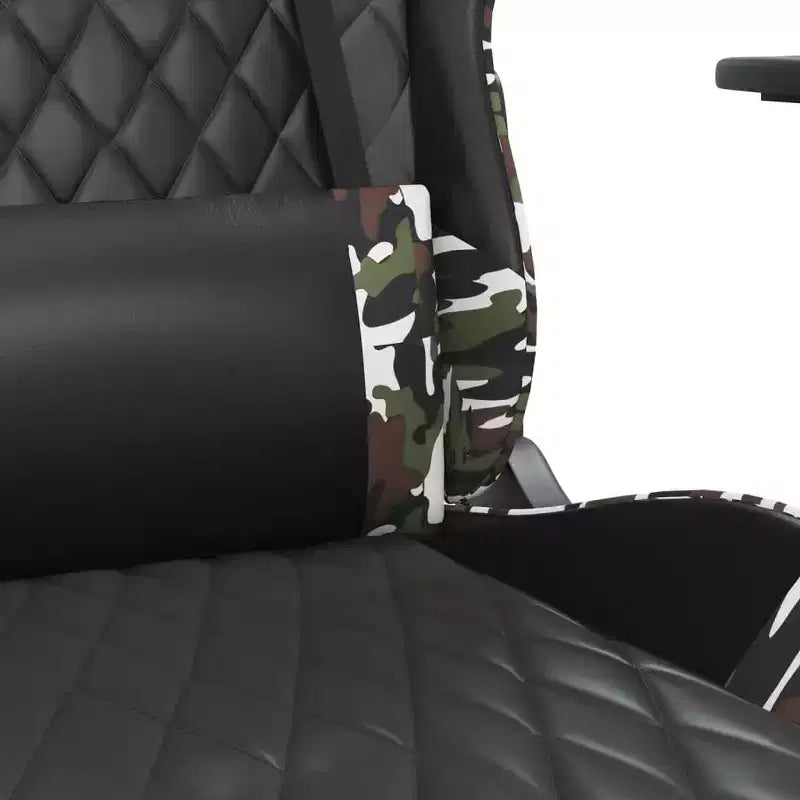 Silla de juegos vidaXL con reposapiés, negro y camuflaje, cuero sintético