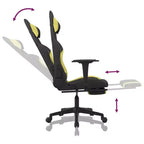 vidaXL Silla de Gaming con Reposapiés, Negro y Verde Claro, Tela