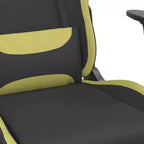 vidaXL Silla de Gaming con Reposapiés, Negro y Verde Claro, Tela