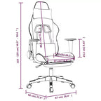 Sillón gaming vidaXL con reposapiés, blanco y rosa, cuero sintético