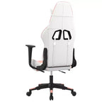 Sillón gaming vidaXL con reposapiés, blanco y rosa, cuero sintético