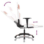 Sillón gaming vidaXL con reposapiés, blanco y rosa, cuero sintético