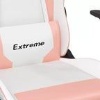 Sillón gaming vidaXL con reposapiés, blanco y rosa, cuero sintético