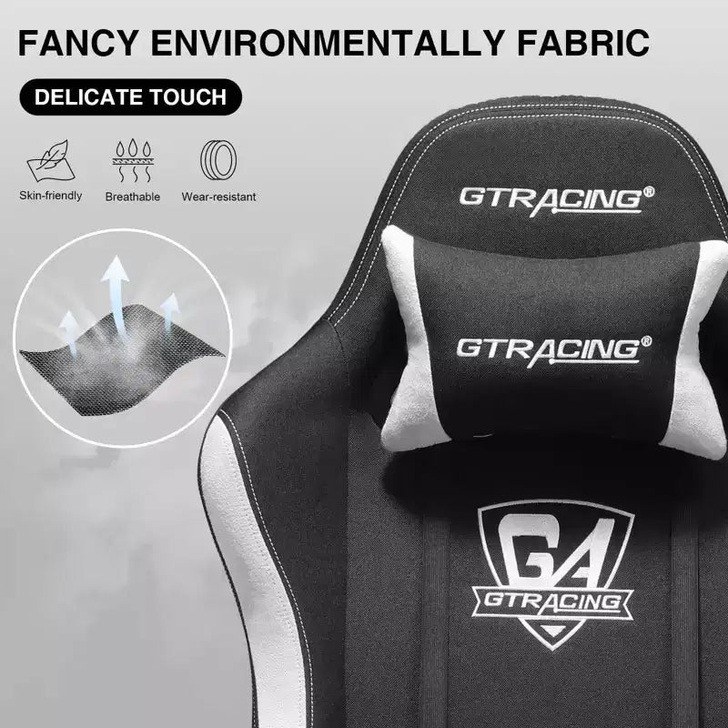 Silla de oficina reclinable GTRACING Gaming Chair de tela, altura ajustable, con reposapiés