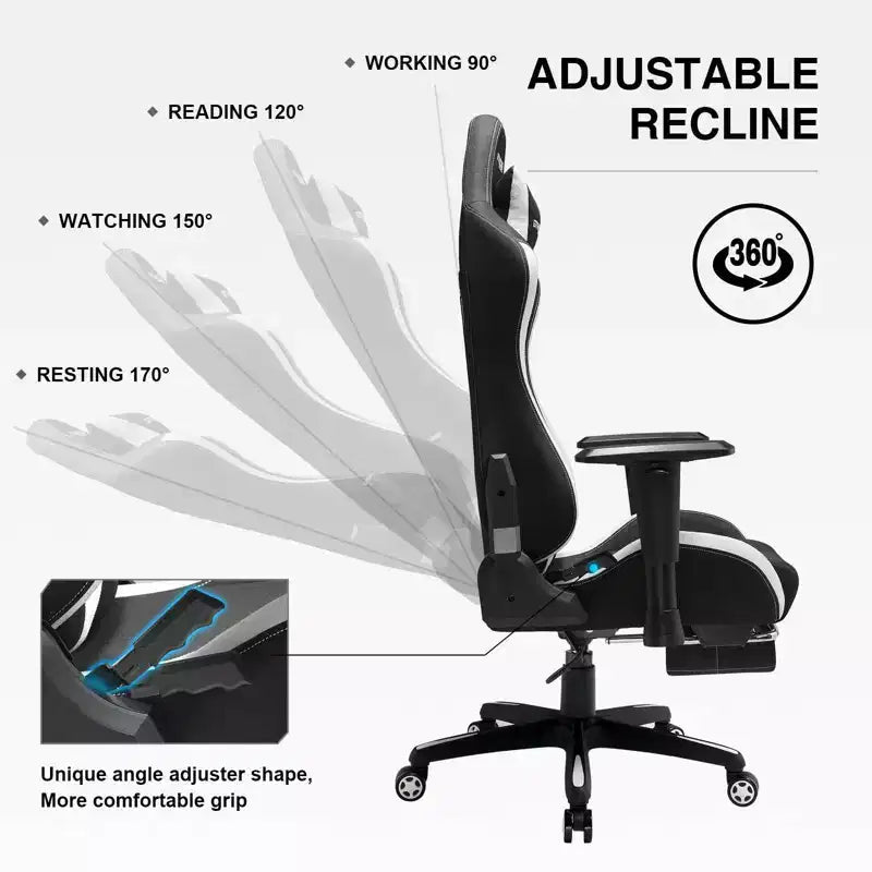 Silla de oficina reclinable GTRACING Gaming Chair de tela, altura ajustable, con reposapiés