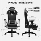 Silla de oficina reclinable GTRACING Gaming Chair de tela, altura ajustable, con reposapiés