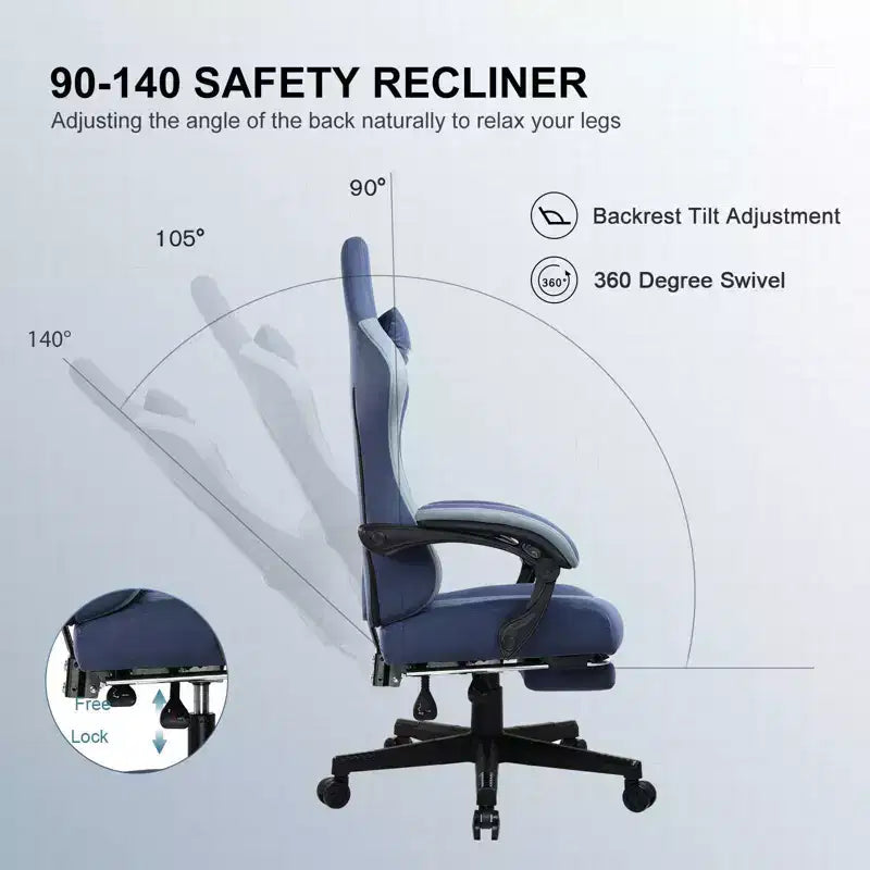 Silla de oficina GTPLAYER para videojuegos de tela con reposabrazos de enlace, silla de ordenador ergonómica