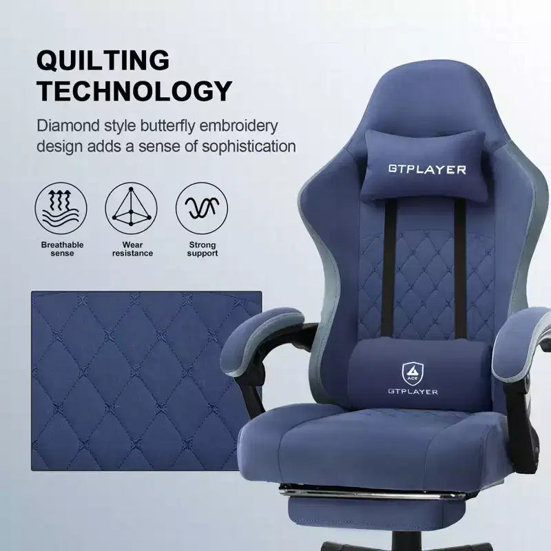 Silla de oficina GTPLAYER para videojuegos de tela con reposabrazos de enlace, silla de ordenador ergonómica