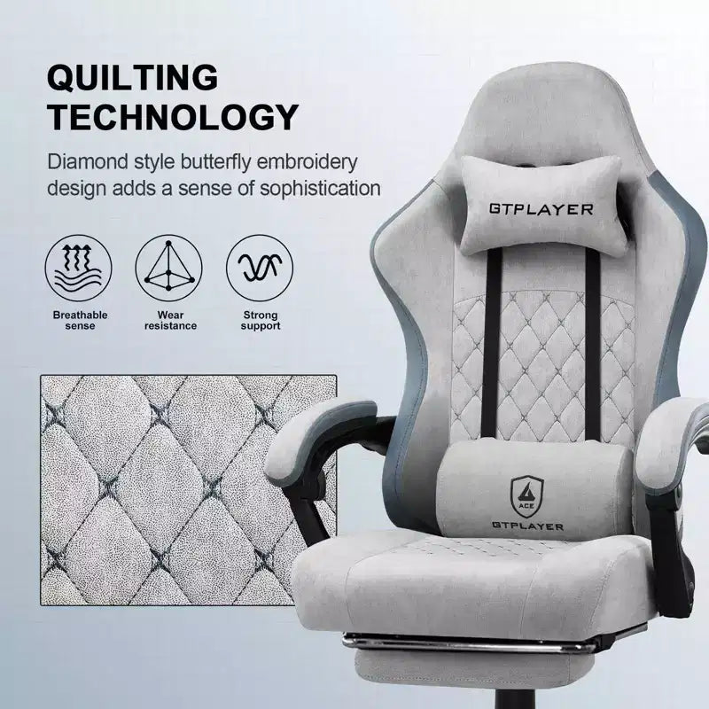 Silla de oficina GTPLAYER para videojuegos de tela con reposabrazos de enlace, silla de ordenador ergonómica