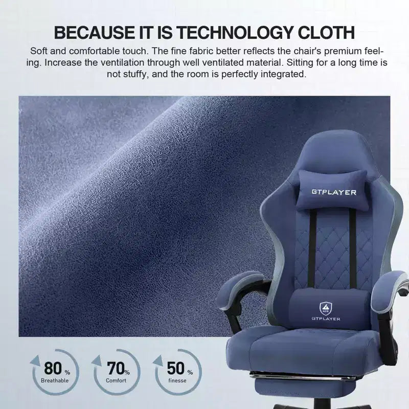 Silla de oficina GTPLAYER para videojuegos de tela con reposabrazos de enlace, silla de ordenador ergonómica