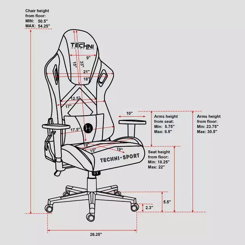 Silla Gamer de Espuma Viscoelástica Aterciopelada - Techni Sport