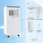 Aire Acondicionado Portátil Costway 8000 BTU 3 en 1 Enfriador de Aire Deshumidificador Ventilador Temporizador 24H 5000 BTU (8000BTU ASHRAE)