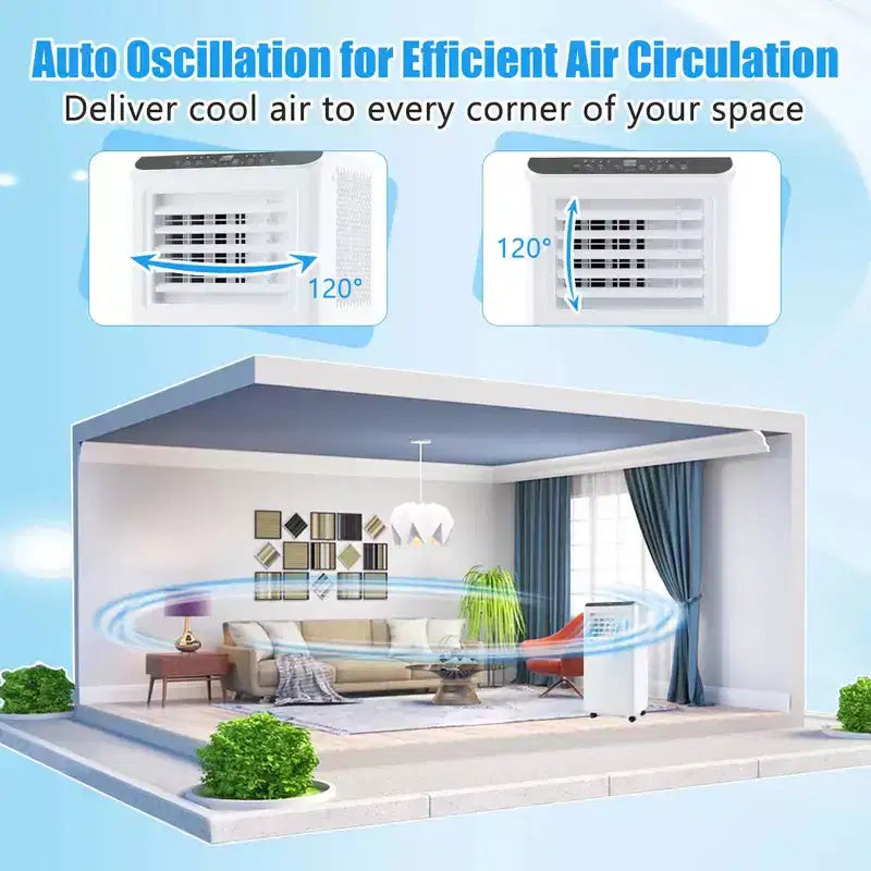 Aire Acondicionado Portátil Costway 8000 BTU 3 en 1 Enfriador de Aire Deshumidificador Ventilador Temporizador 24H 5000 BTU (8000BTU ASHRAE)