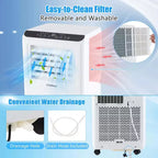 Costway Aire Acondicionado Portátil 6500 BTU (10000 BTU ASHRAE) Enfriador de Aire Deshumidificador Ventilador 3 en 1 Temporizador 24H