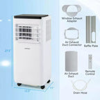 Costway Aire Acondicionado Portátil de 6500 BTU (10000 BTU ASHRAE) Enfría hasta 350 Pies Cuadrados con Ventilador y Deshumidificador