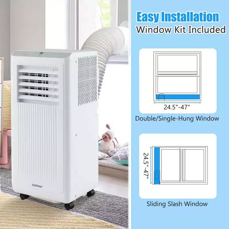 Costway 6500 BTU (10000 BTU ASHRAE) Aire Acondicionado Portátil 3 en 1 Independiente con Deshumidificador