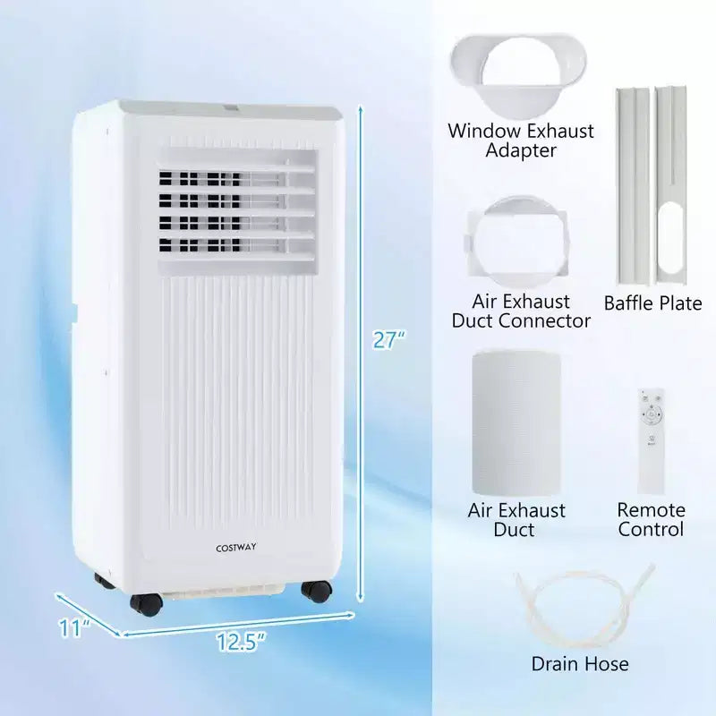 Costway 6500 BTU (10000 BTU ASHRAE) Aire Acondicionado Portátil 3 en 1 Independiente con Deshumidificador