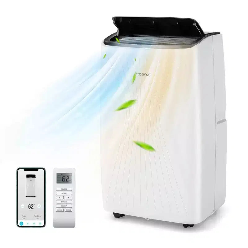 Acondicionador de aire portátil Costway 9200 BTU (14000 BTU ASHRAE) con calefacción y unidad de CA inteligente con WiFi para el hogar