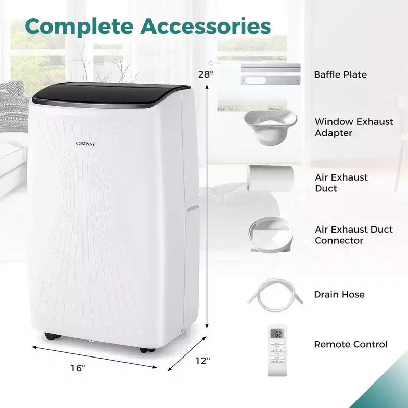 Acondicionador de aire portátil Costway 9200 BTU (14000 BTU ASHRAE) con calefacción y unidad de CA inteligente con WiFi para el hogar