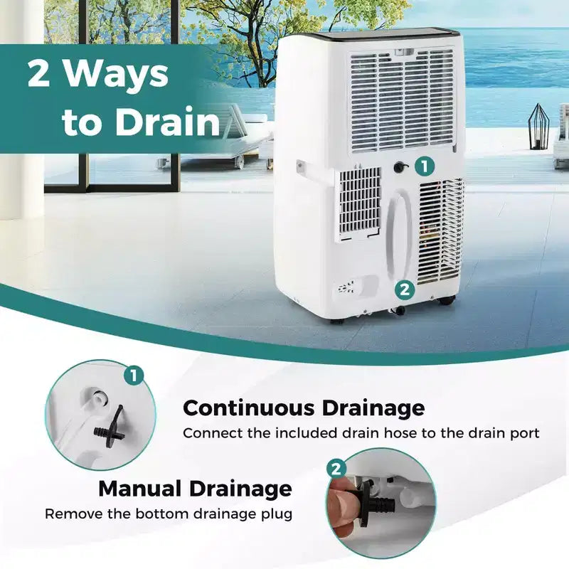 Acondicionador de aire portátil Costway 9200 BTU (14000 BTU ASHRAE) con calefacción y unidad de CA inteligente con WiFi para el hogar